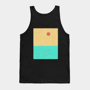 Teal Green Seascape Aesthetic Environmental Background Minimalistic Tank Top